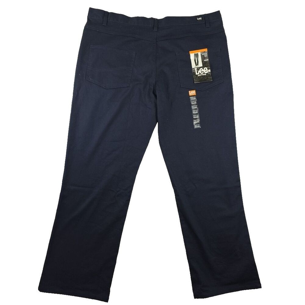Lee Uniforms Men's Skinny Leg 5 Pocket Jeans Pants 42x30 Stretch Navy Blue NWT - Picture 4 of 7